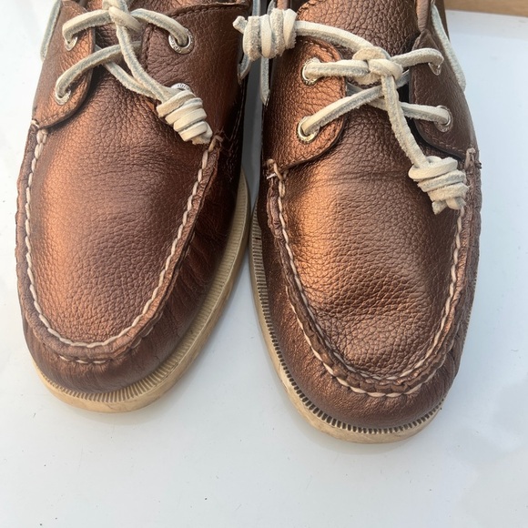 Sperry TopSiders my brown bronze metallic leather loafers 9M - Picture 7 of 10